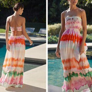 Rainbow Dye Natasha Long Maxi Dress / Green by Maaji in Large (L)